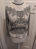 Zara Medium Grey Patterned Long Sleeve Blouse