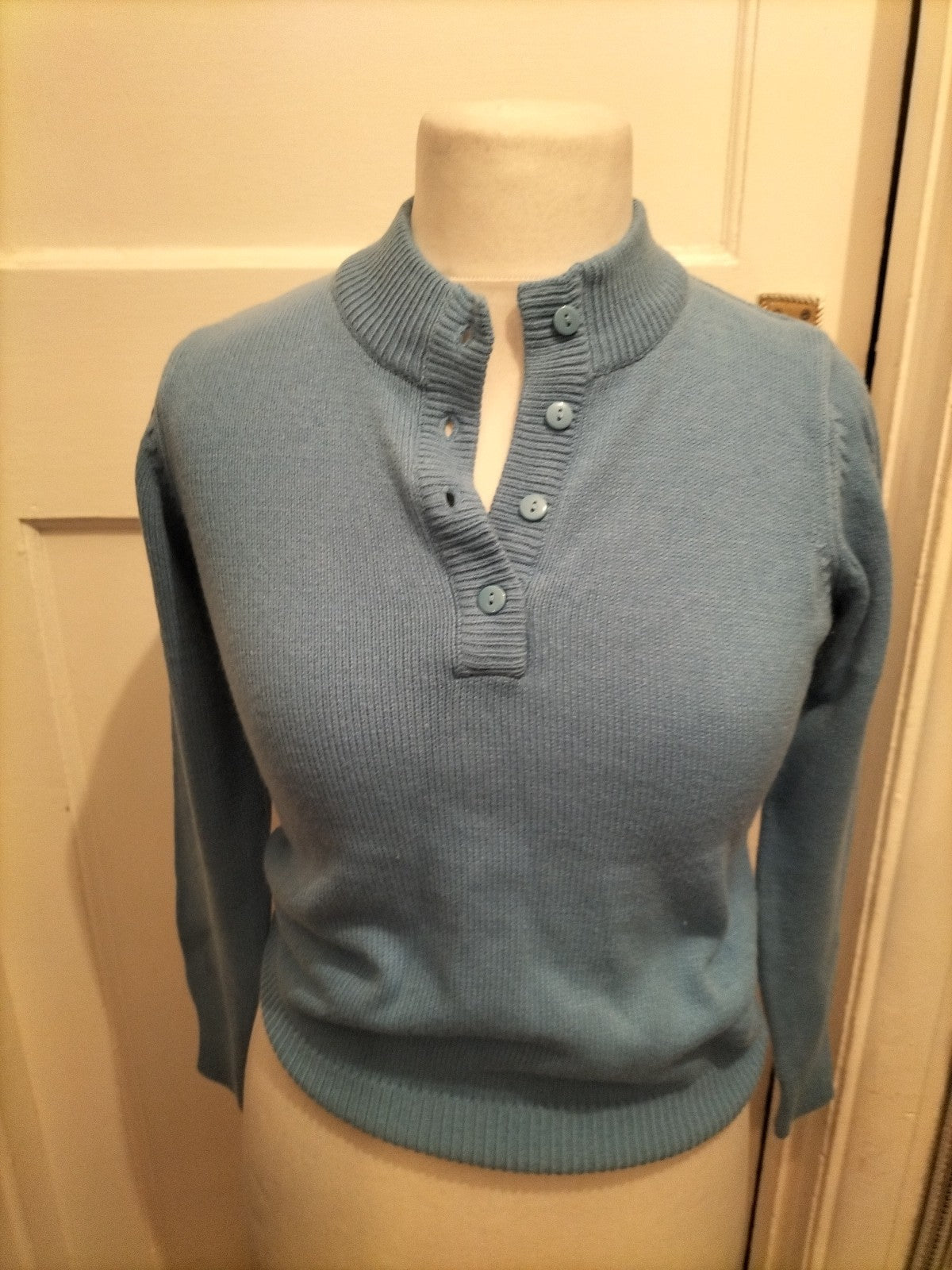 Ladies Damart Size 8 Blue Jumper Collared