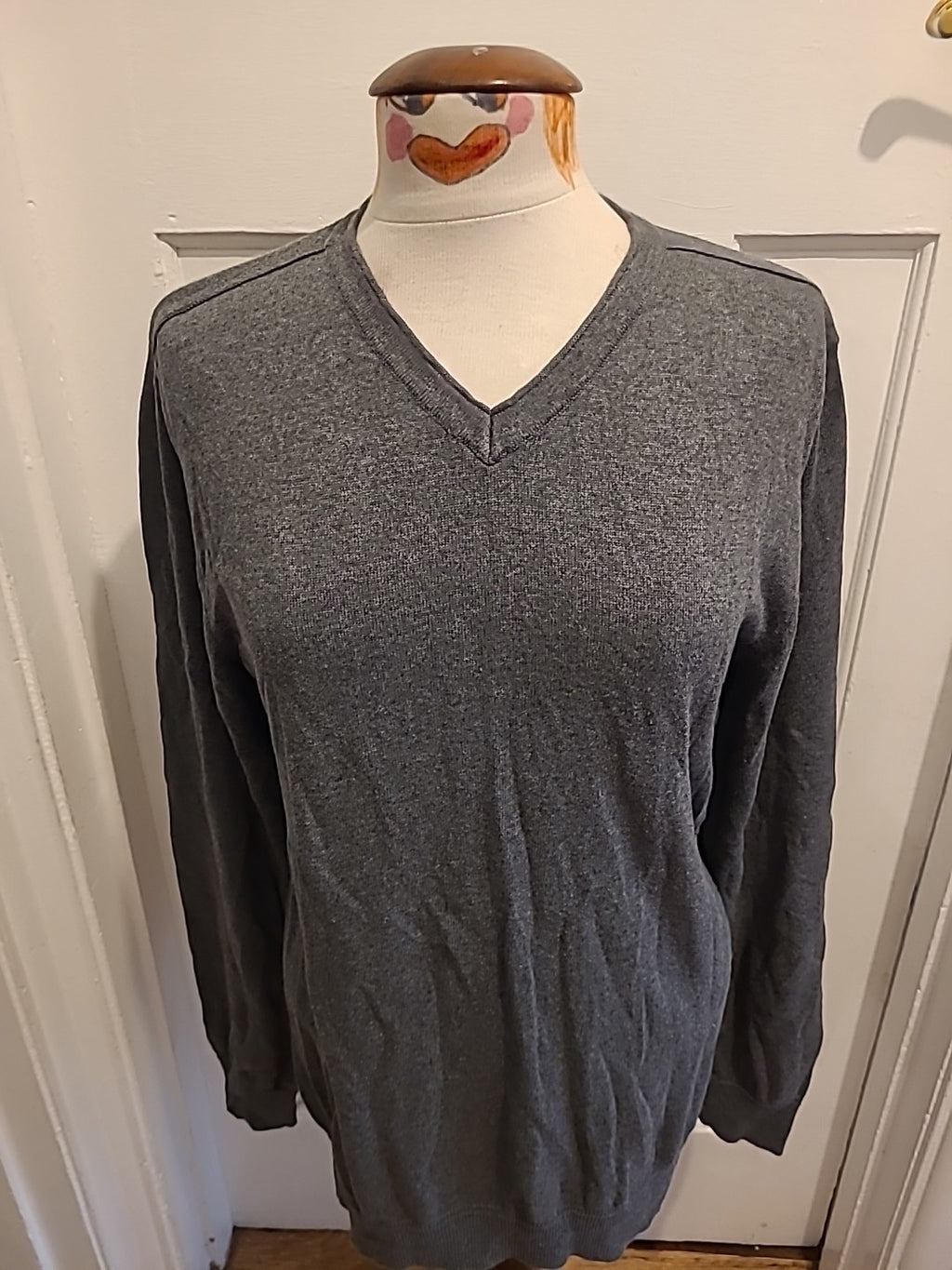Mens RJR John Rocha Size Small Grey Long Sleeved V Neck Jumper