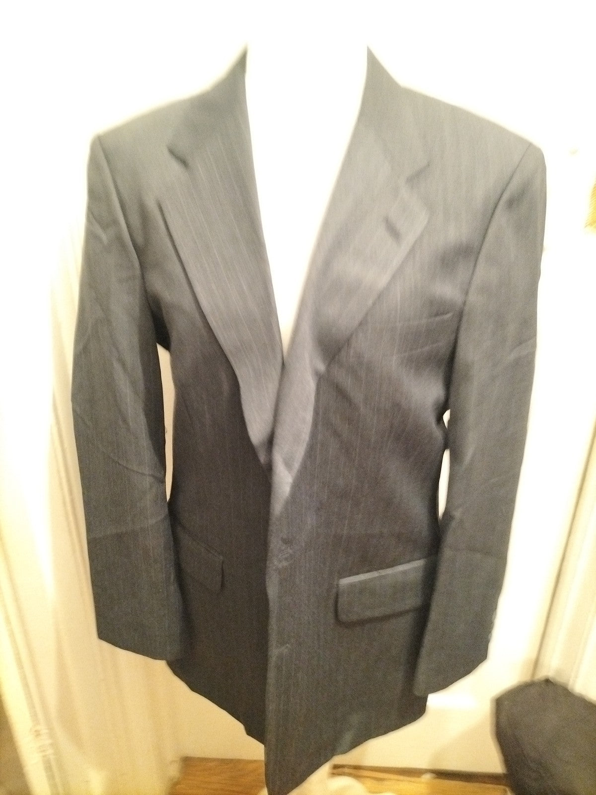 Mens At Micheal Size 42M Grey Pinstripe Suit Jacket Padded And Lined