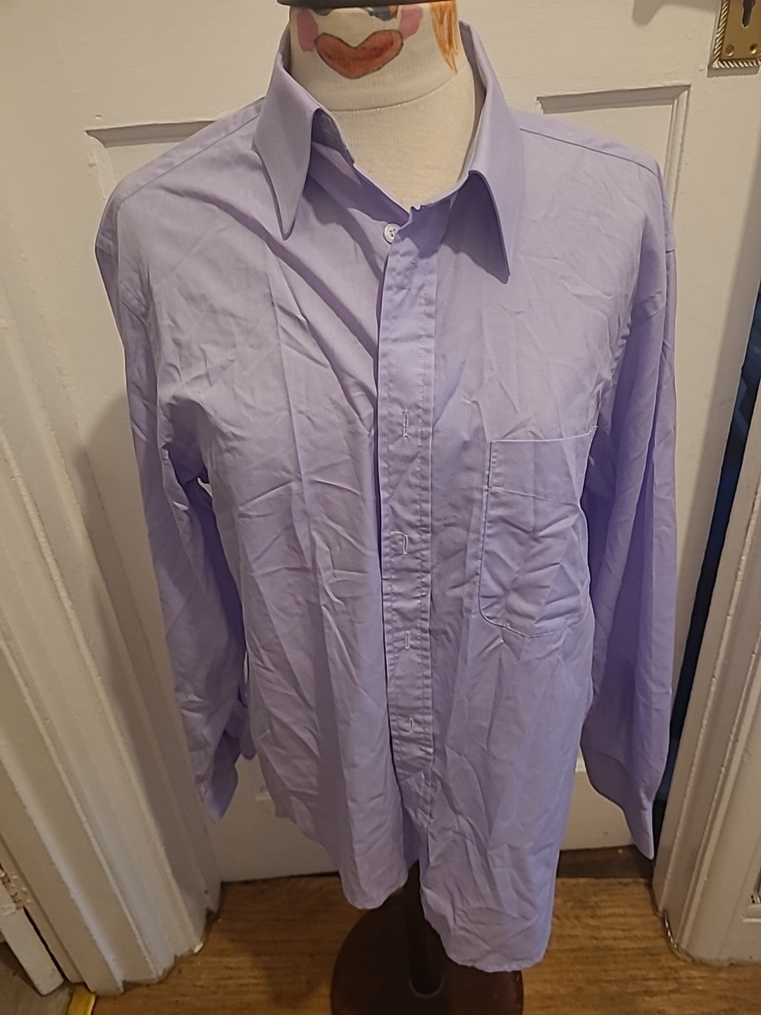 Mens Essentials Size 16" Lilac Purple Long Sleeved Shirt
