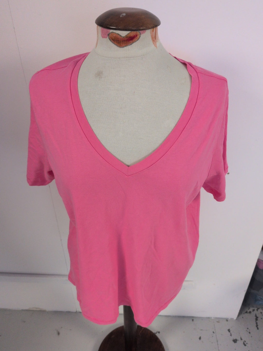 Primark 18-20 Hot Pink Short Sleeve V Neck T-shirt