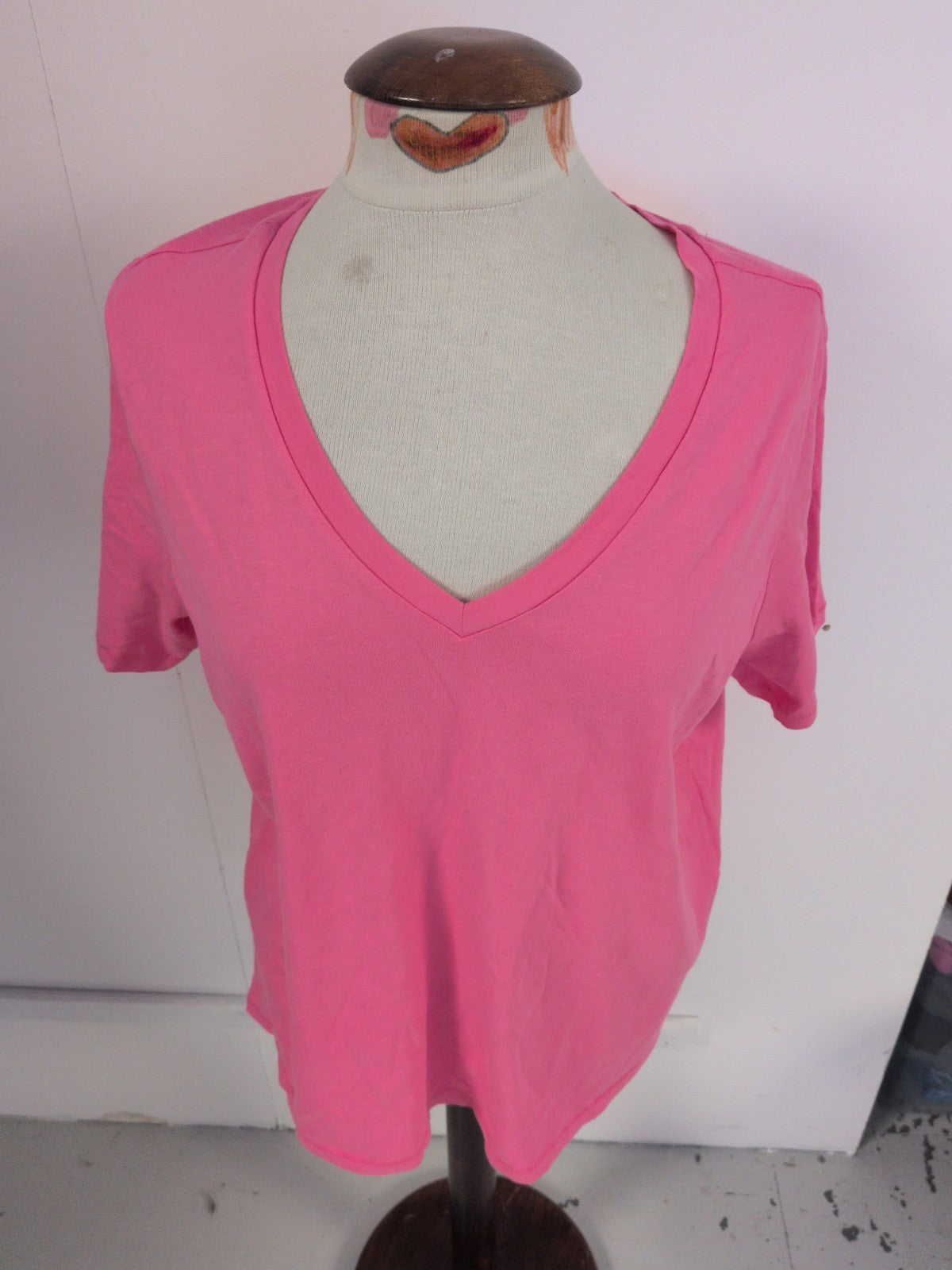 Primark 18-20 Hot Pink Short Sleeve V Neck T-shirt