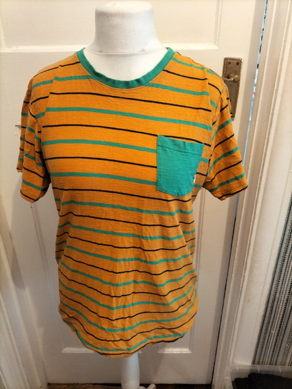 Mens Saltrock Size M Orange And Green Short Sleeved T-shirt