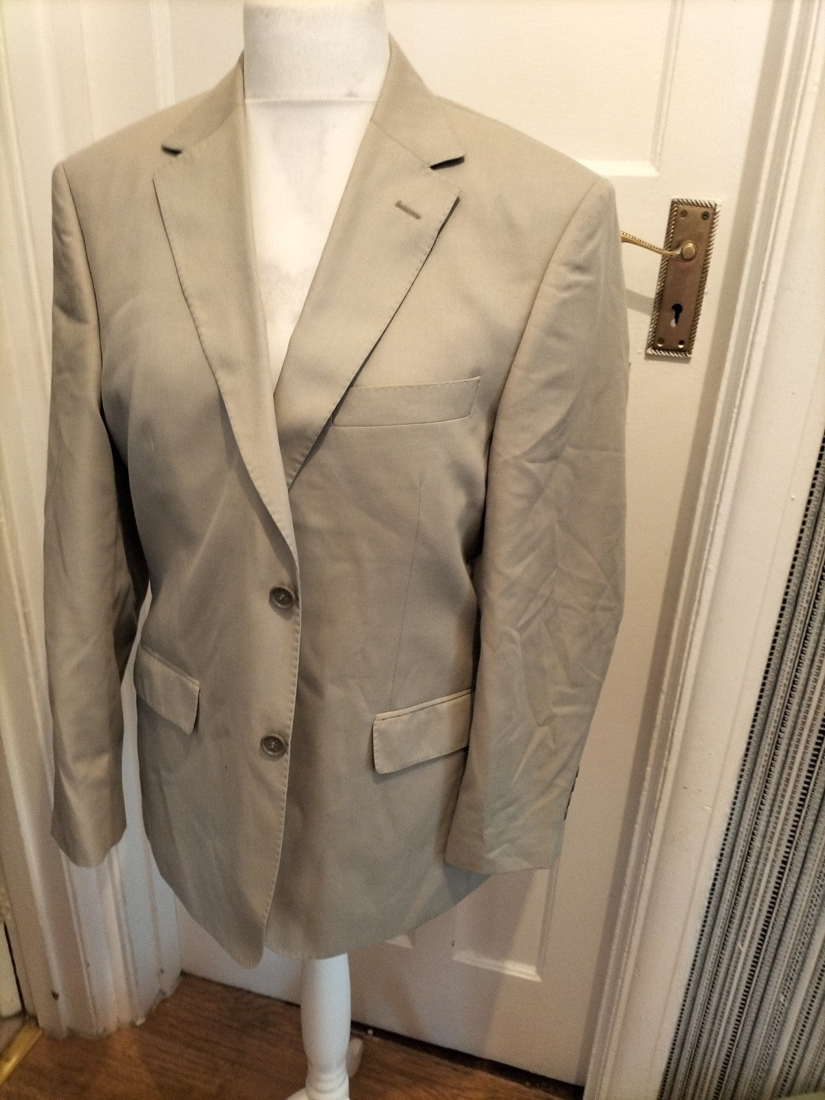 Mens Marks And Spencer Tailoring Size 40s Beige Lightweight Tuxedo Jacket