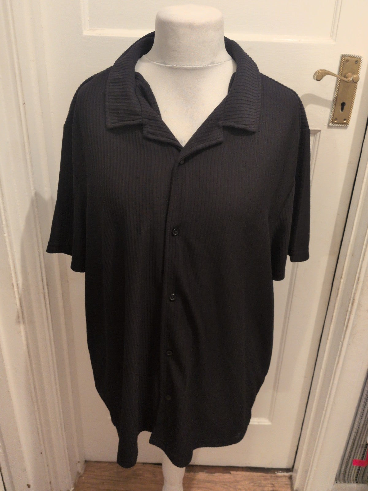 Ladies Primark Size 2XL Black Buttoned Short Sleeve Blouse Shirt