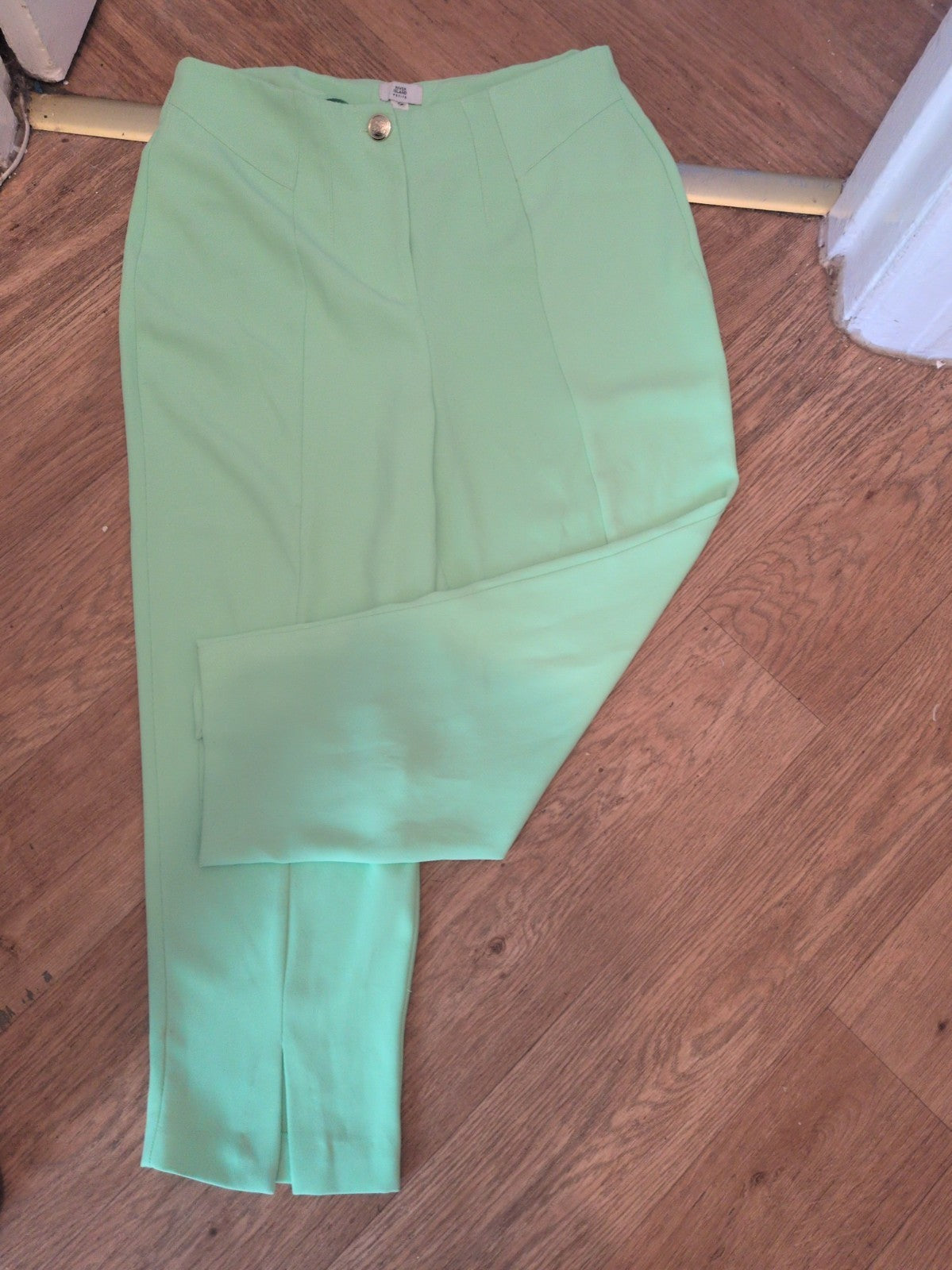 Ladies River Island Size L Petite Bright Green Straight Leg Trousers