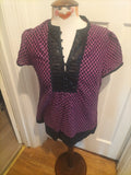 Ladies Monsoon Size 14 Purple And Black Short Sleeved Blouse