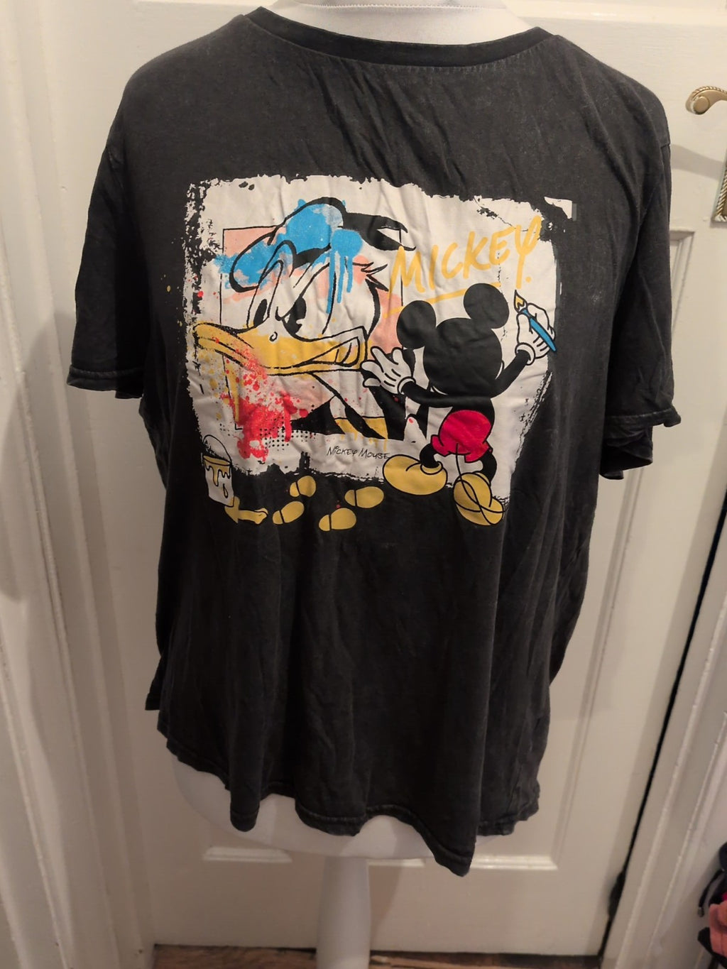 Disney 18/20 Charcoal Mickey Print T-shirt Fading In Places