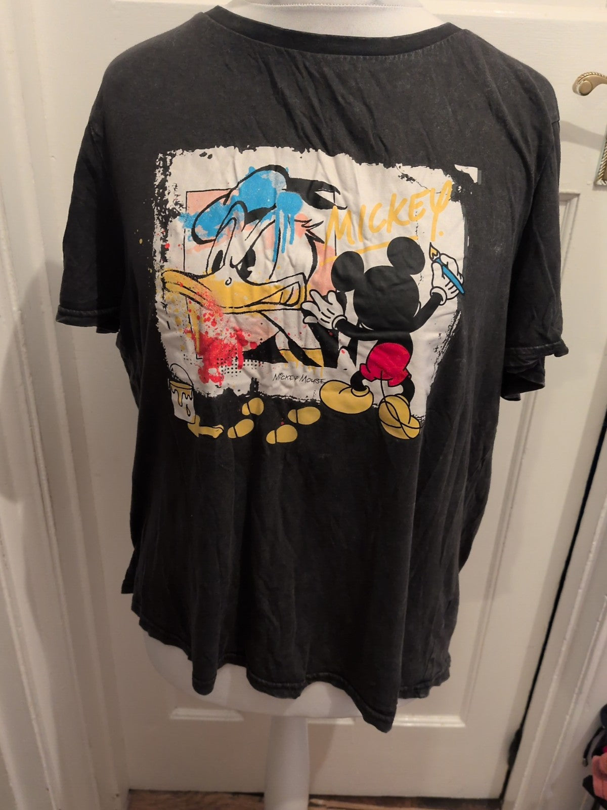 Disney 18/20 Charcoal Mickey Print T-shirt Fading In Places