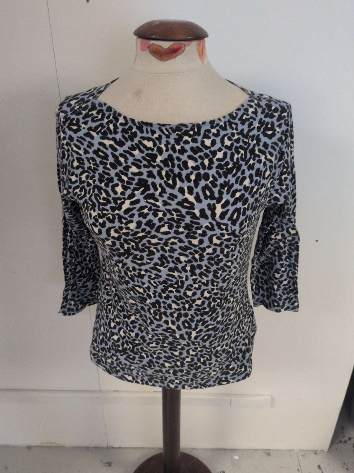 Marks And Spencer 14 Blue Leopard Print Long Sleeve Top