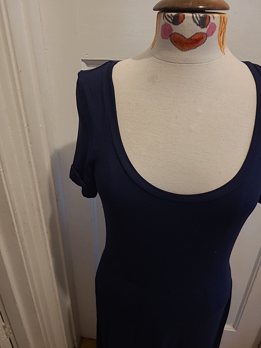Ladies Aura Size 10 Navy Short Sleeved Long Length Dress