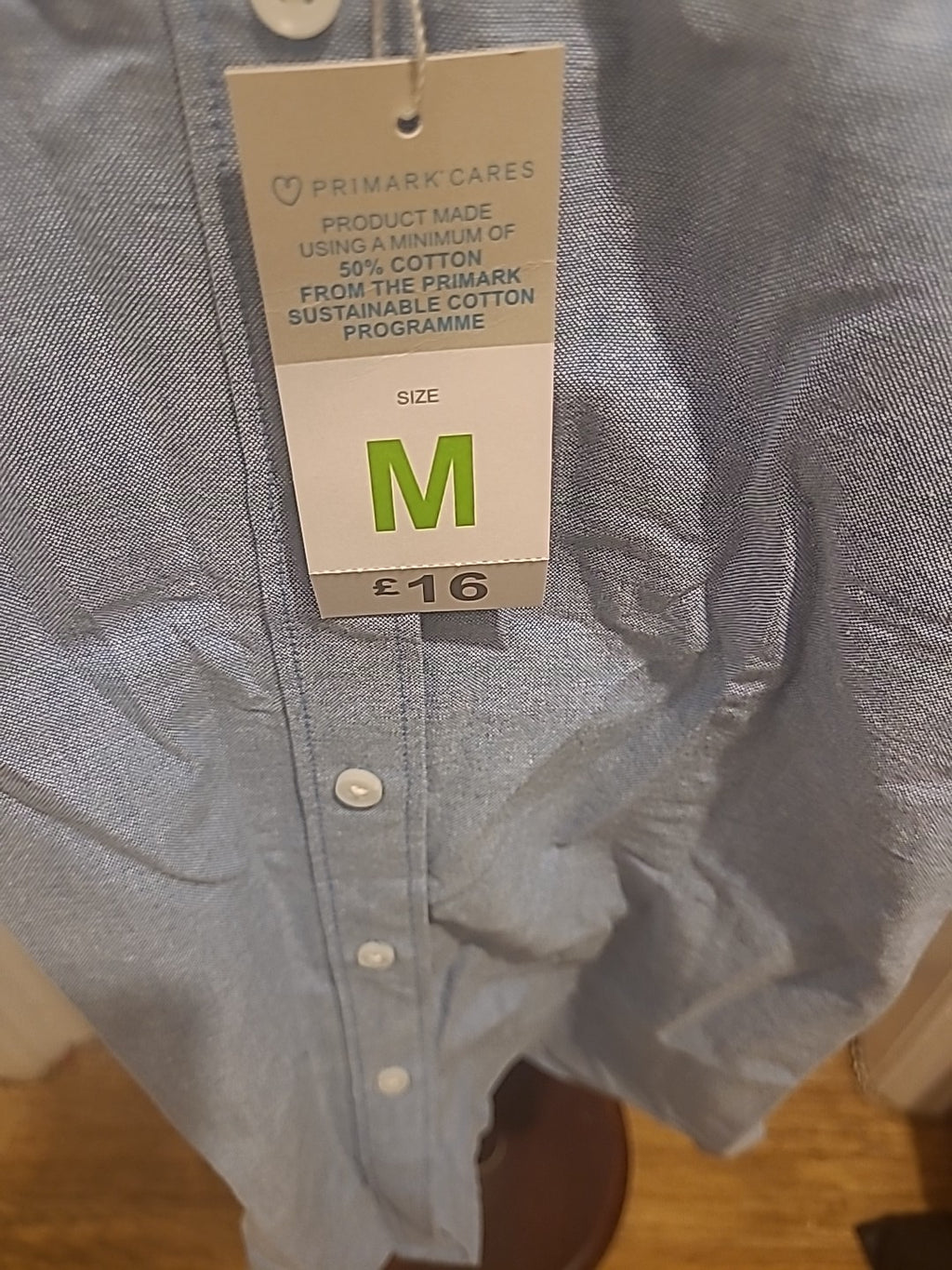 Brand New Mens Primark Size Medium Denim Long Sleeved Shirt Rrp £16