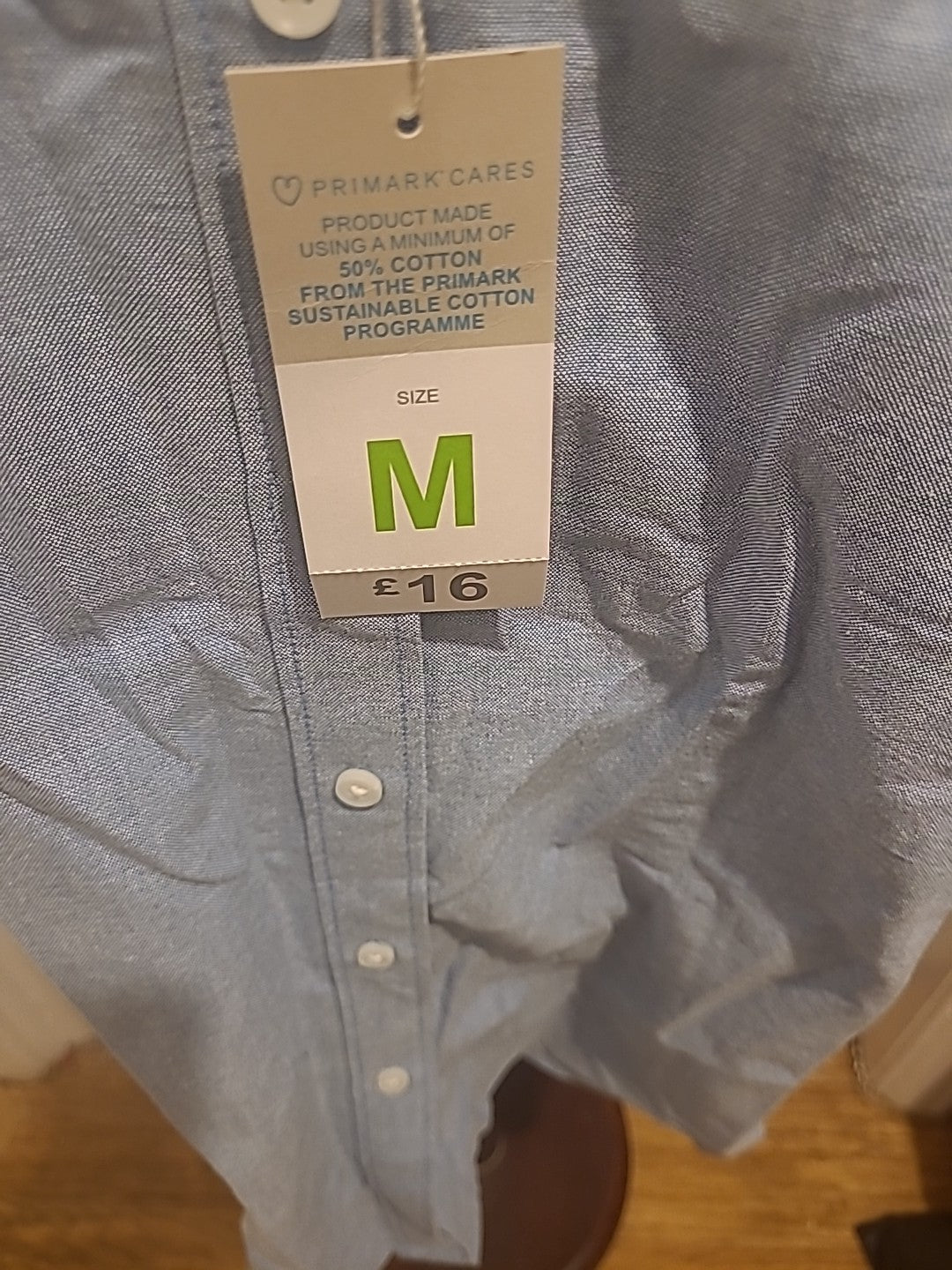Brand New Mens Primark Size Medium Denim Long Sleeved Shirt Rrp £16