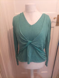 Ladies First Avenue Size L Turquoise Long Sleeved Blouse
