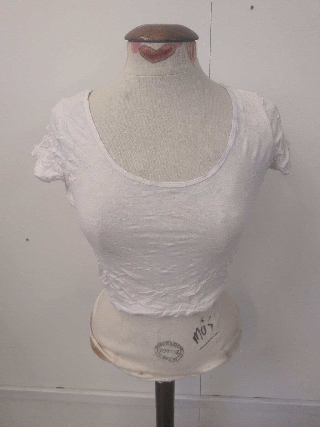 Ladies Size 12 White Crop Short Sleeve T-shirt