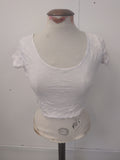 Ladies Size 12 White Crop Short Sleeve T-shirt