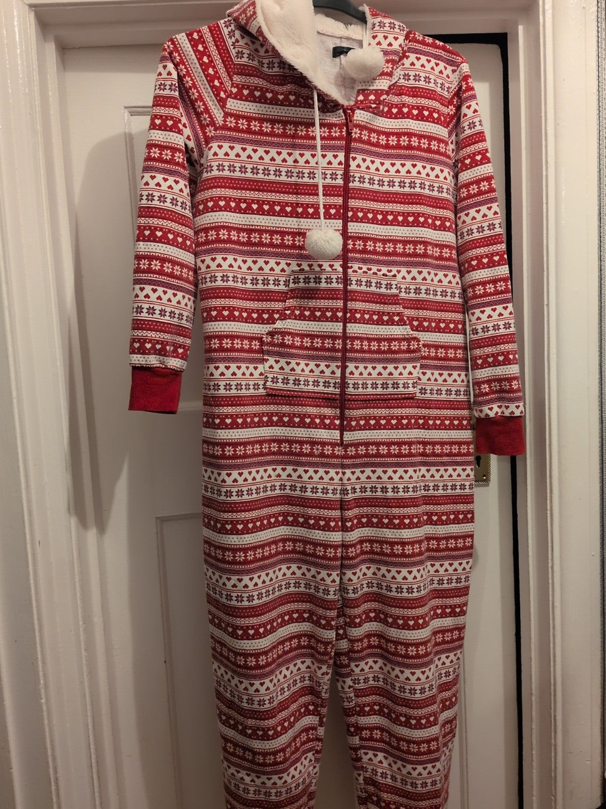 XL Red And White Christmas All In One Pyjama