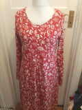 Deerburg Medium Red Floral Long Length Dress Long Sleeve