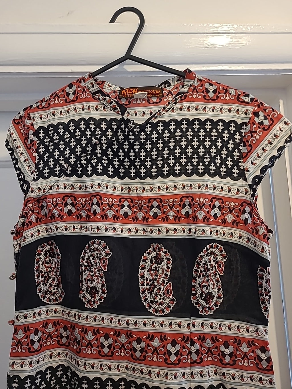 Ladies Kien Size Medium Black Pink Aztec Sleeveless Dress