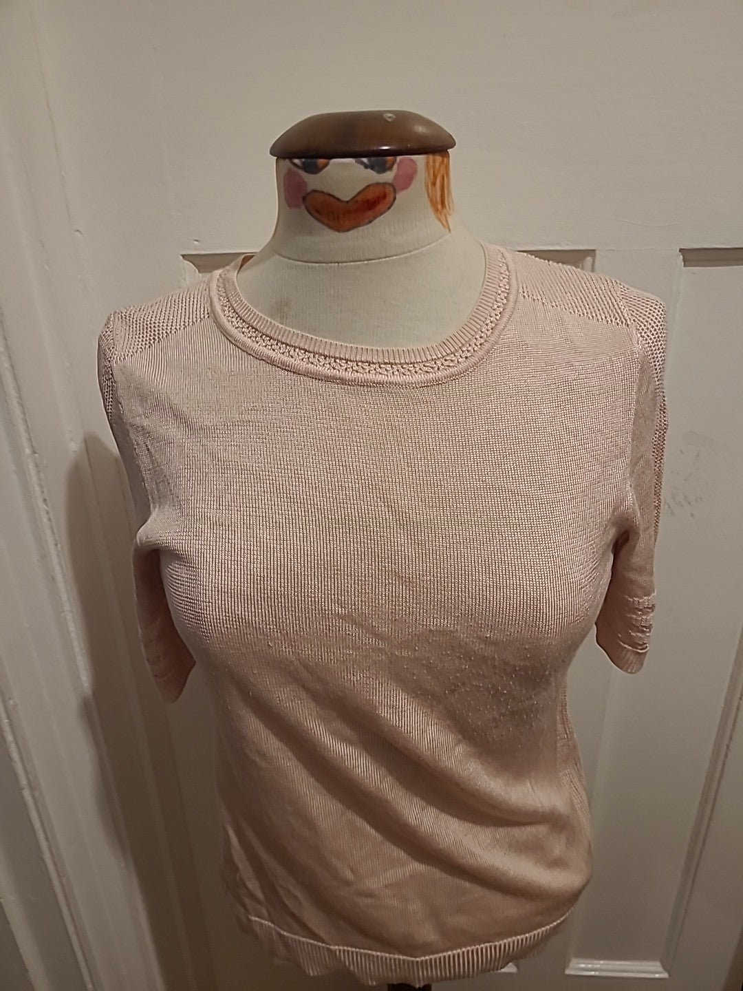 Ladies Per Una Size 8 Powder Pink Short Sleeved Blouse