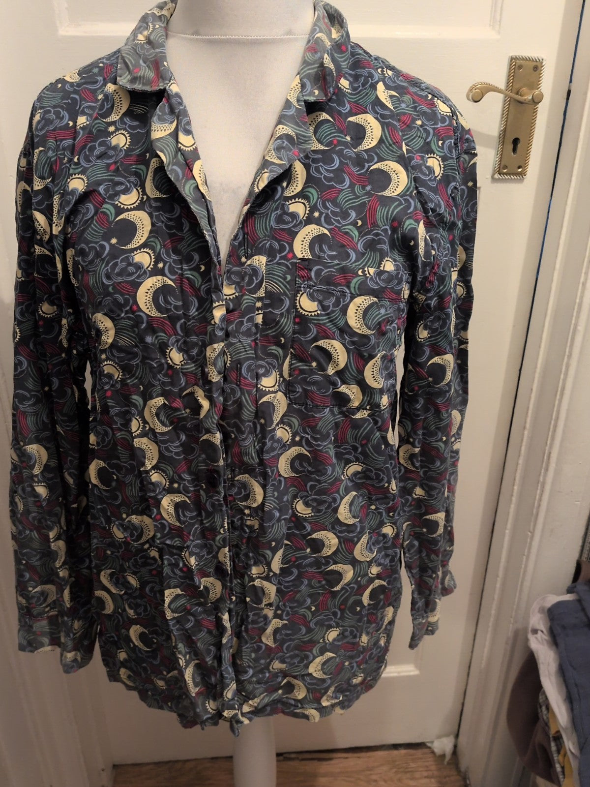 John Lewis Medium Multicoloured Moon Pattern Long Sleeve Pyjamas Shirt