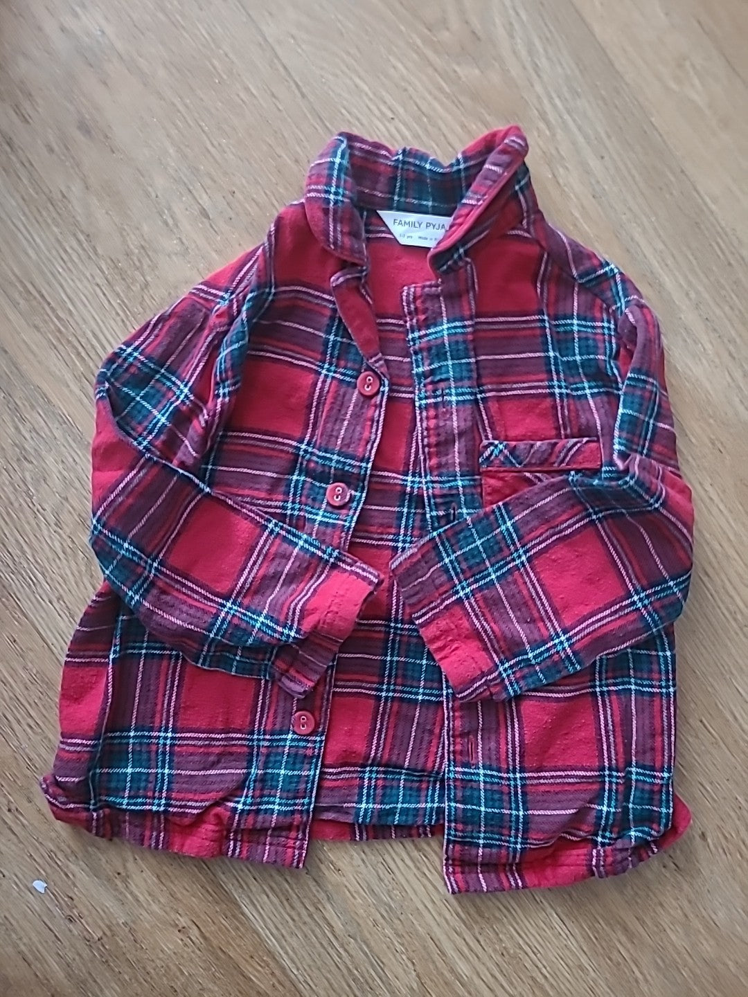 Boys M&S Collection Age 1-2 Years Red And Green Check Pyjama Top