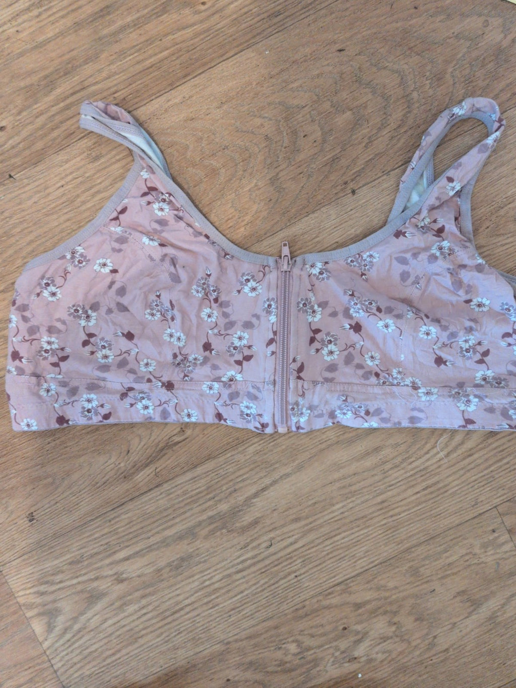 XL Pink Floral Full Zip Bralette