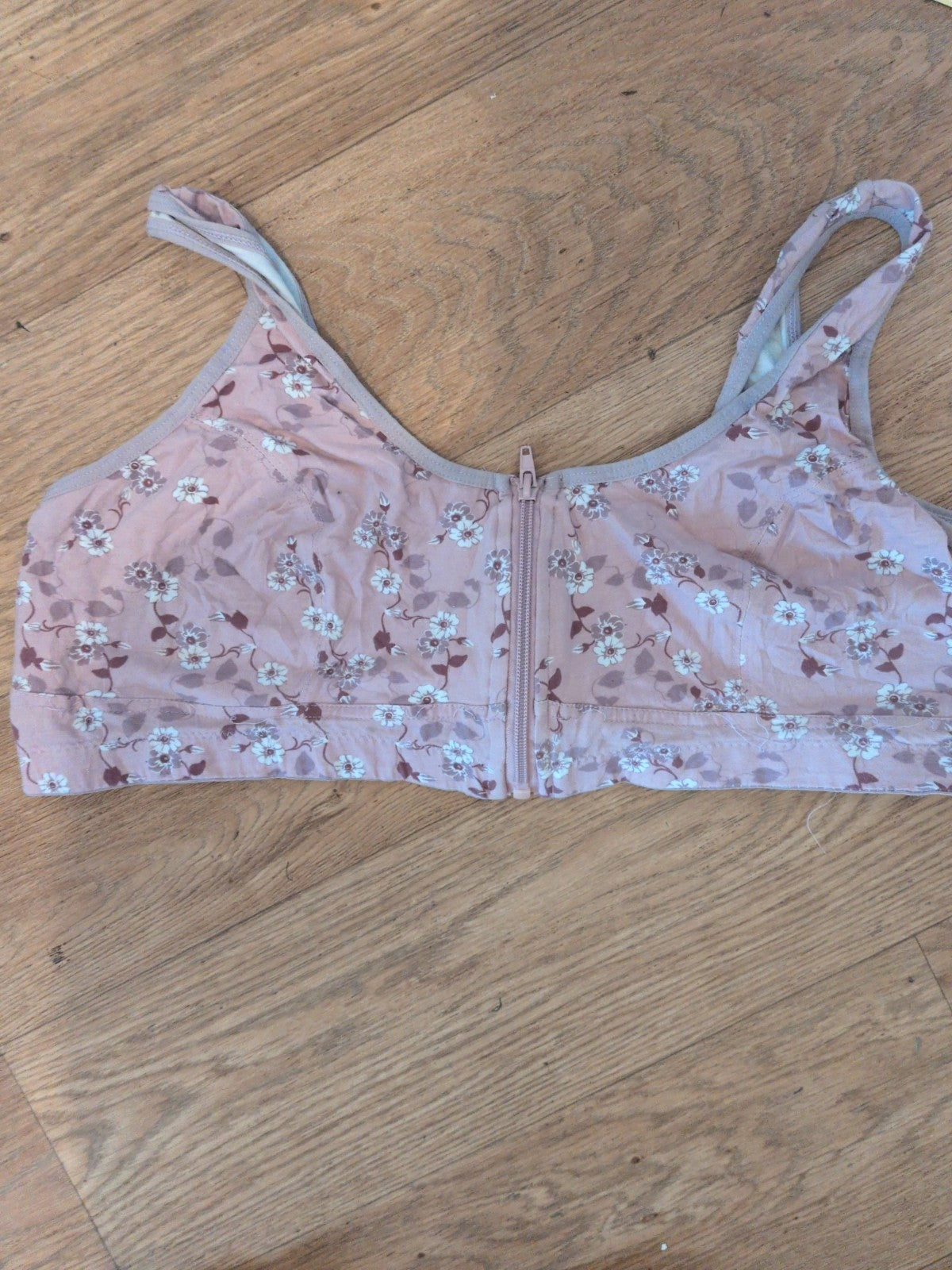 XL Pink Floral Full Zip Bralette