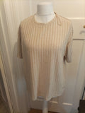 Ladies Calm&Relax Size M Beige Ribbed Short Sleeve Pyjama Top