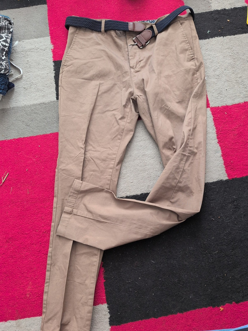 Steel & Jelly 34R Slim Fit Brown Chinos Trousers