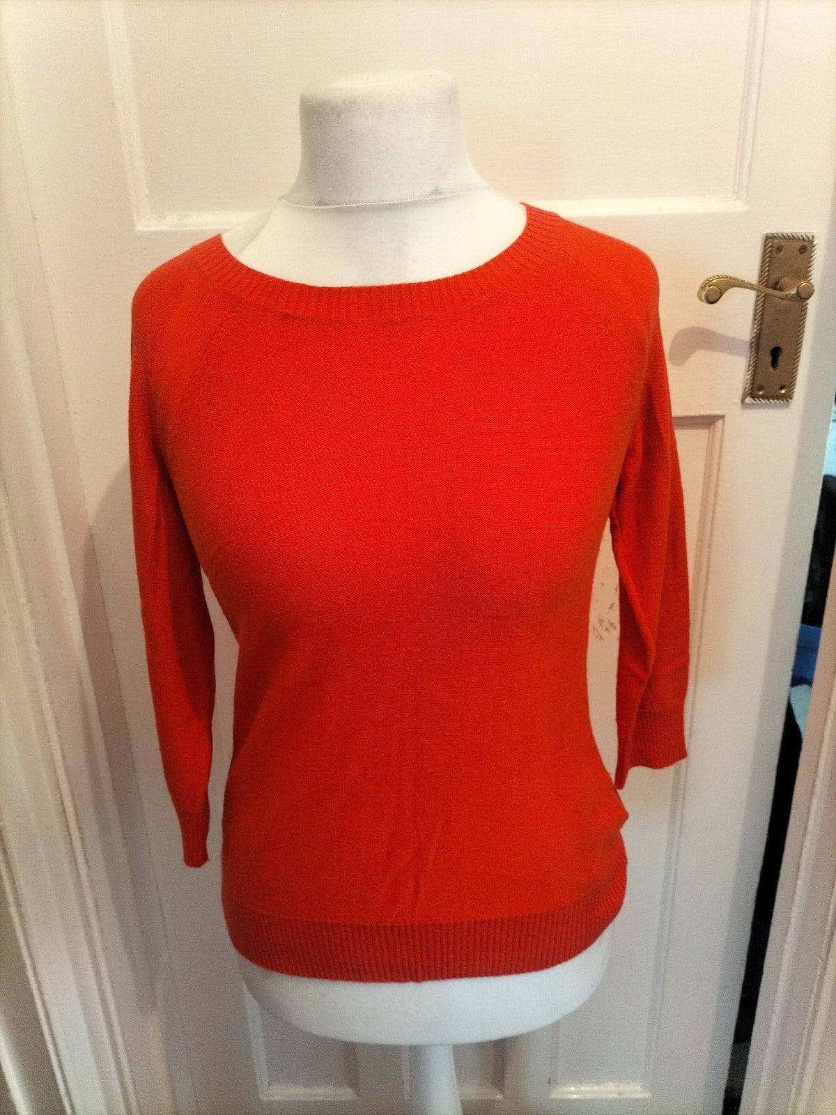 Ladies La Wear Size Small Orange Ribbed Hem And Cuff Long Sleeve Blouse