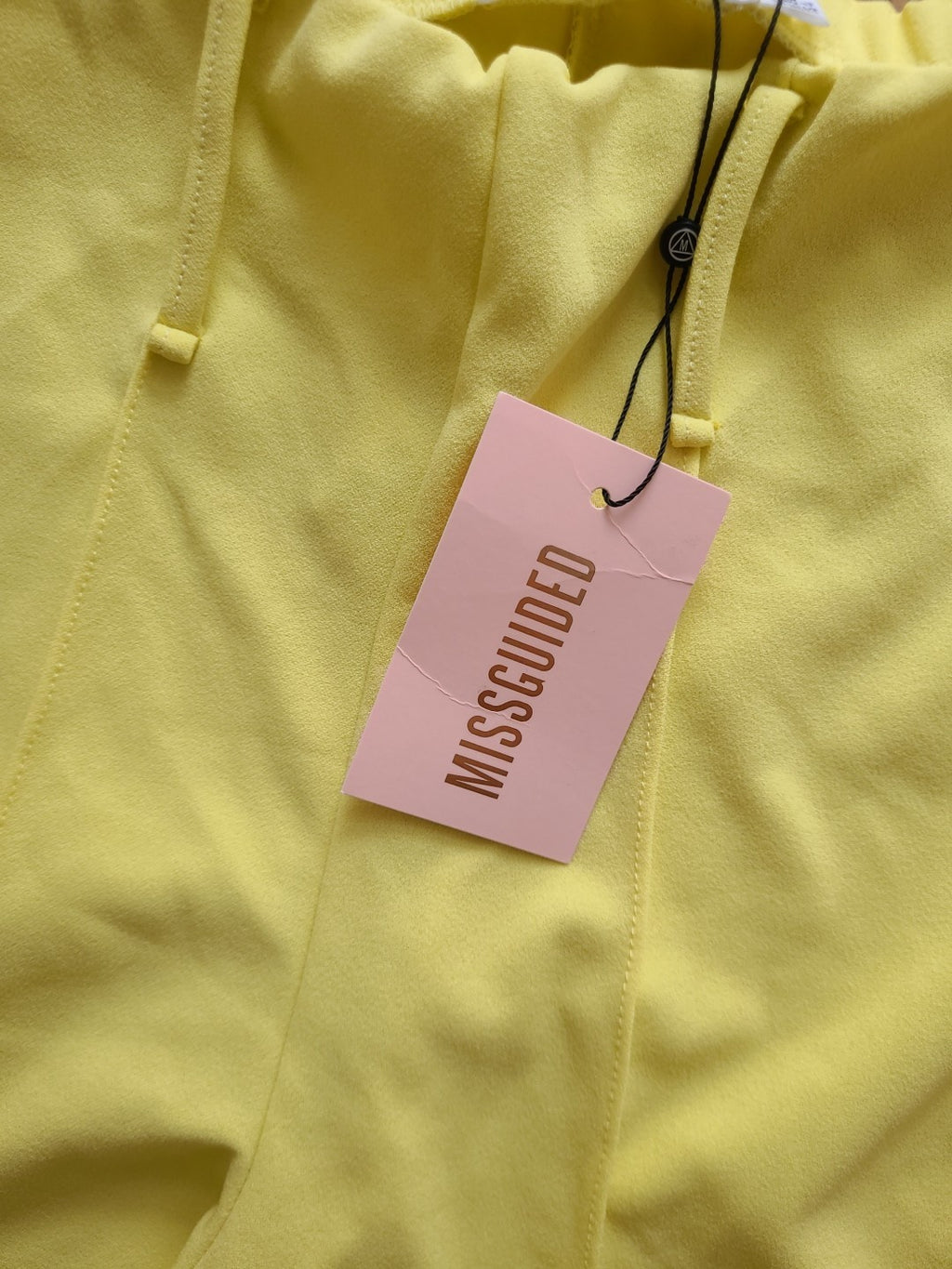 Brand New Missguided Size 8 Yellow Coord Self Fabric Belted Trousers