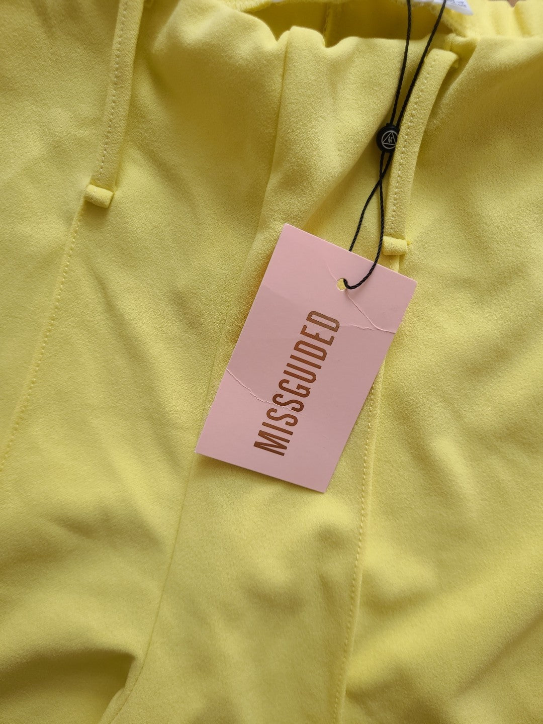 Brand New Missguided Size 8 Yellow Coord Self Fabric Belted Trousers