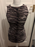 Shein Medium Multi Zebra Print Lined Ruched Sleeveless Dress