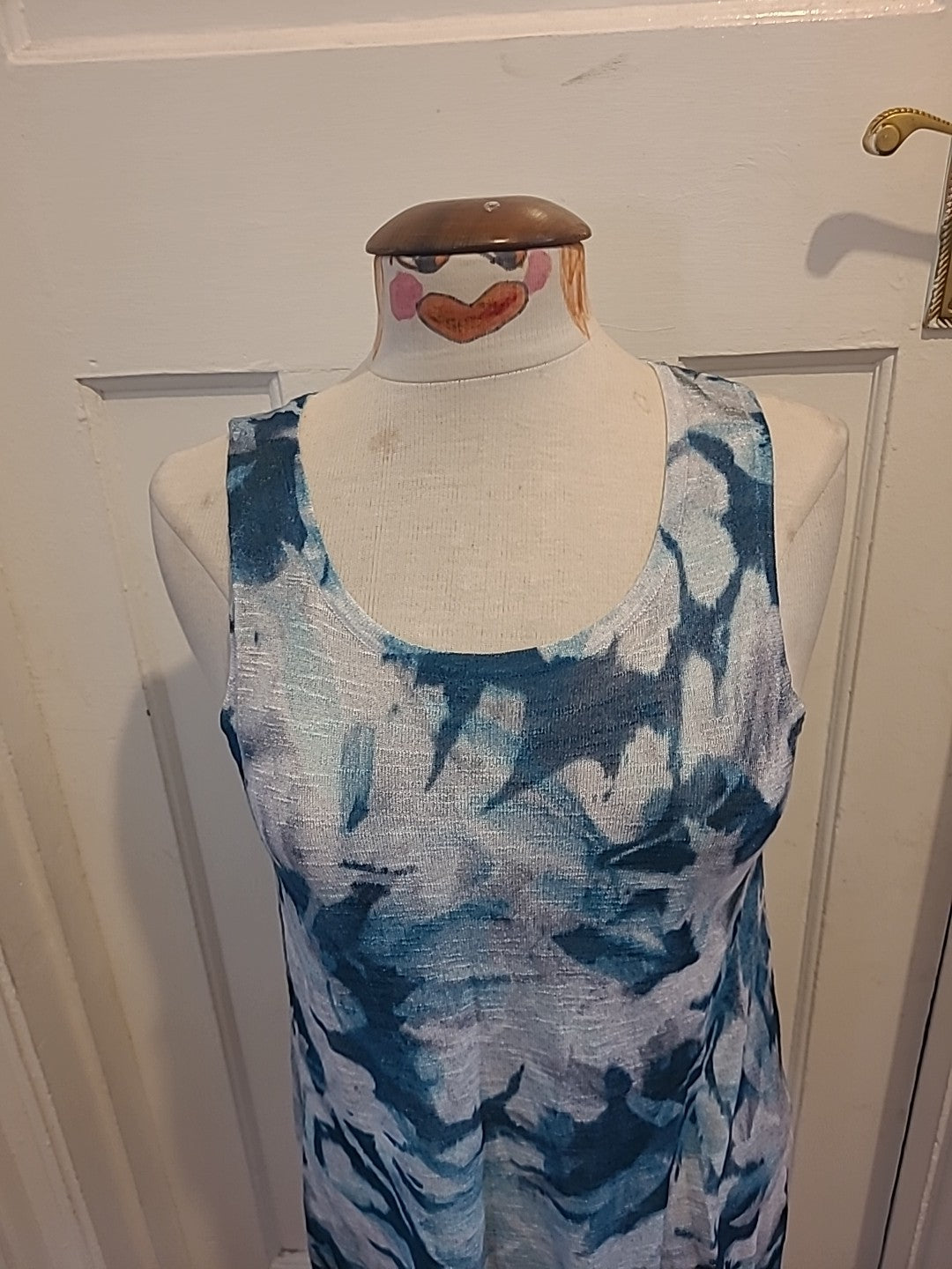 Ladies Marla Wynne Size Medium Blue/Grey Sleeveless Blouse