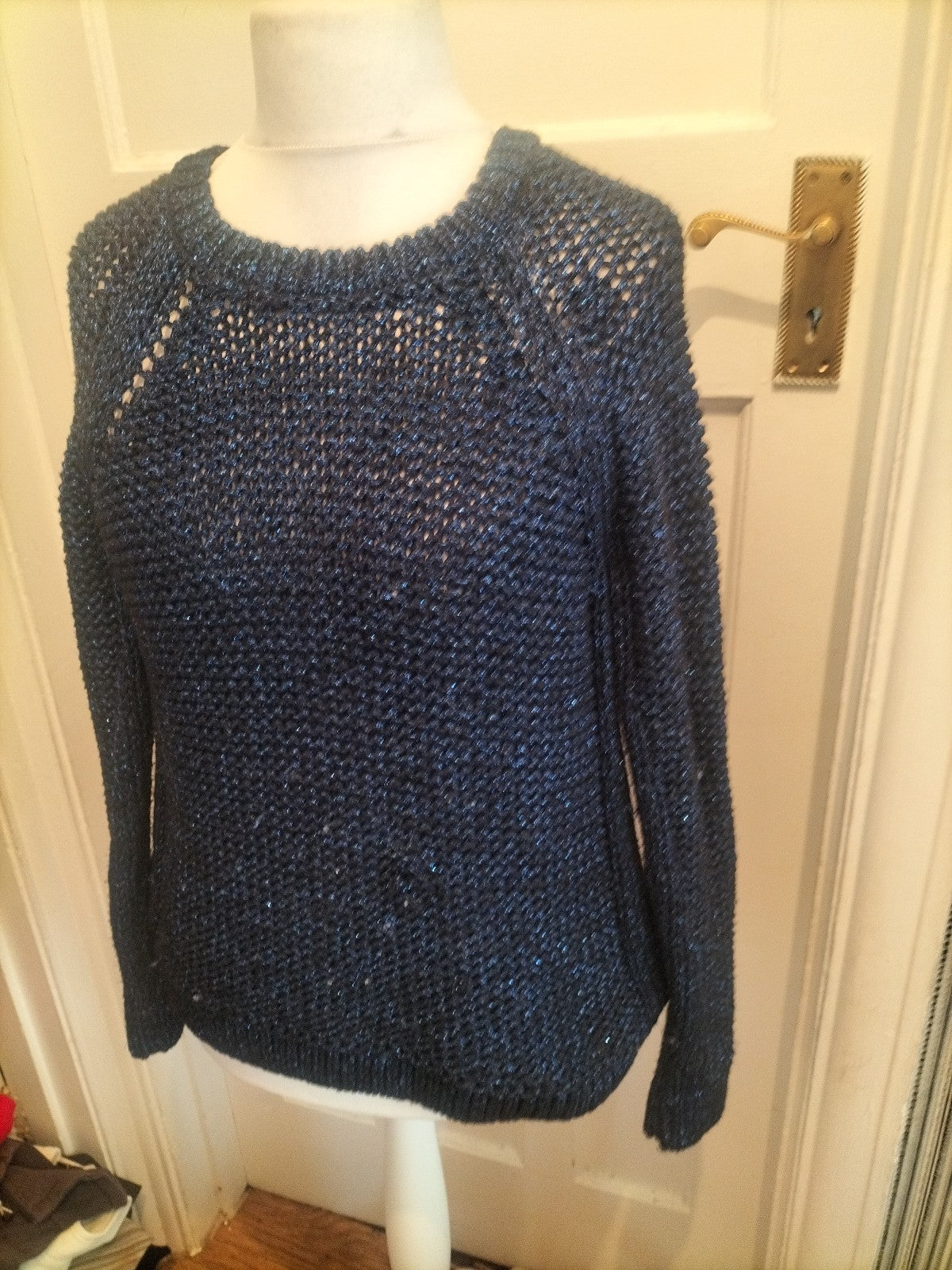 Ladies Limited Edition Size 12 Blue And Black Long Sleeved Jumper