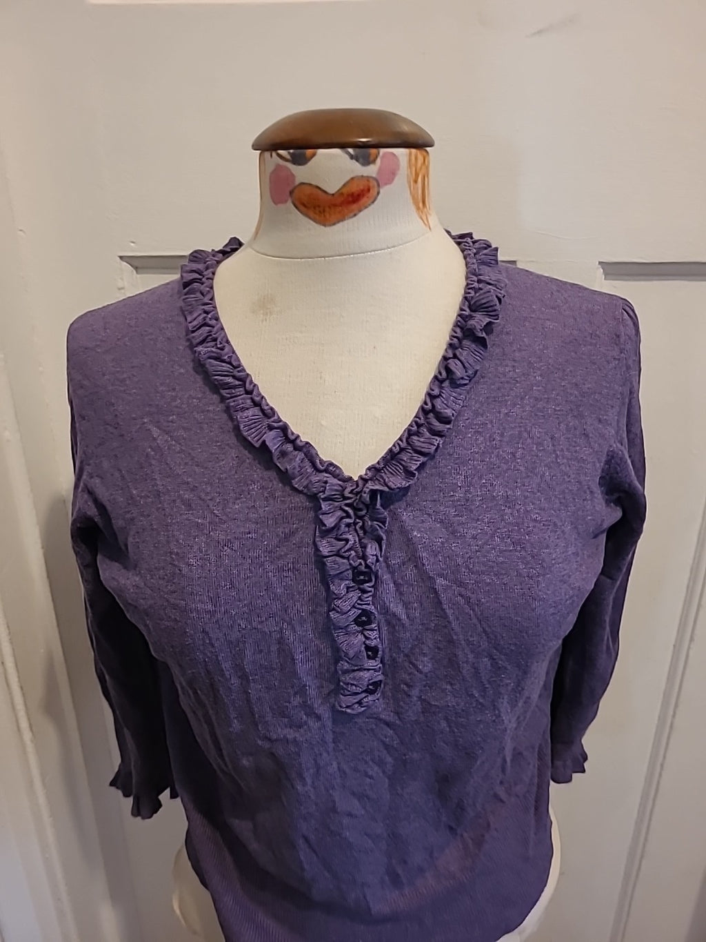 Ladies Marks And Spencer Size 14 Heather Long Sleeved Blouse With Stretch