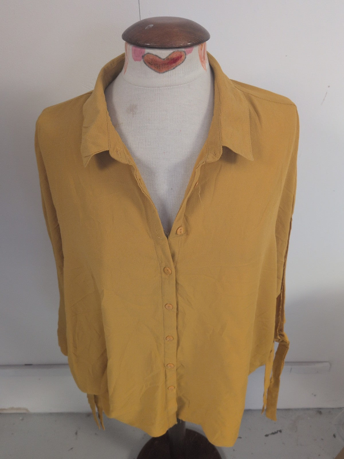 New Look 18 Mustard Half Sleeve Buttoned Blouse