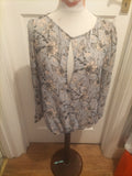 Brand New Ladies Tu Size 12 Pale Blue Floral Long Sleeved Blouse
