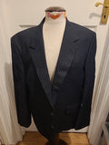 Mens Size 42S Black Pinstripe Lined Blazer