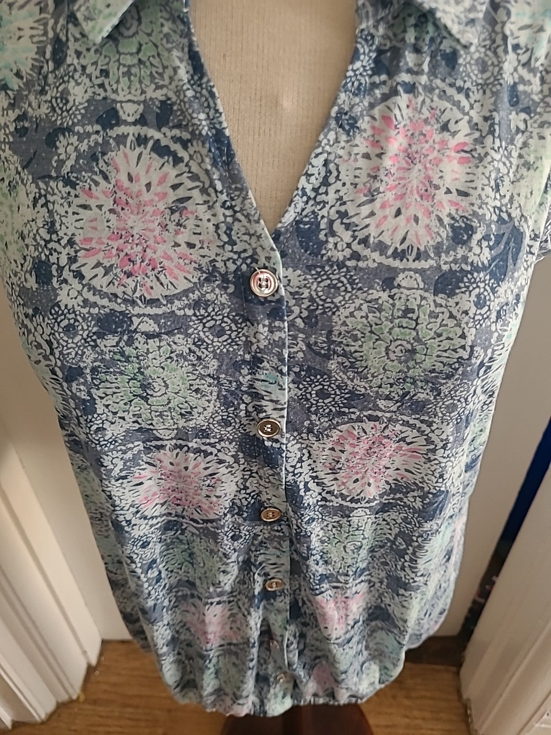 Ladies Bonmarche Size 12 Teal/Blue Sleeveless Polo