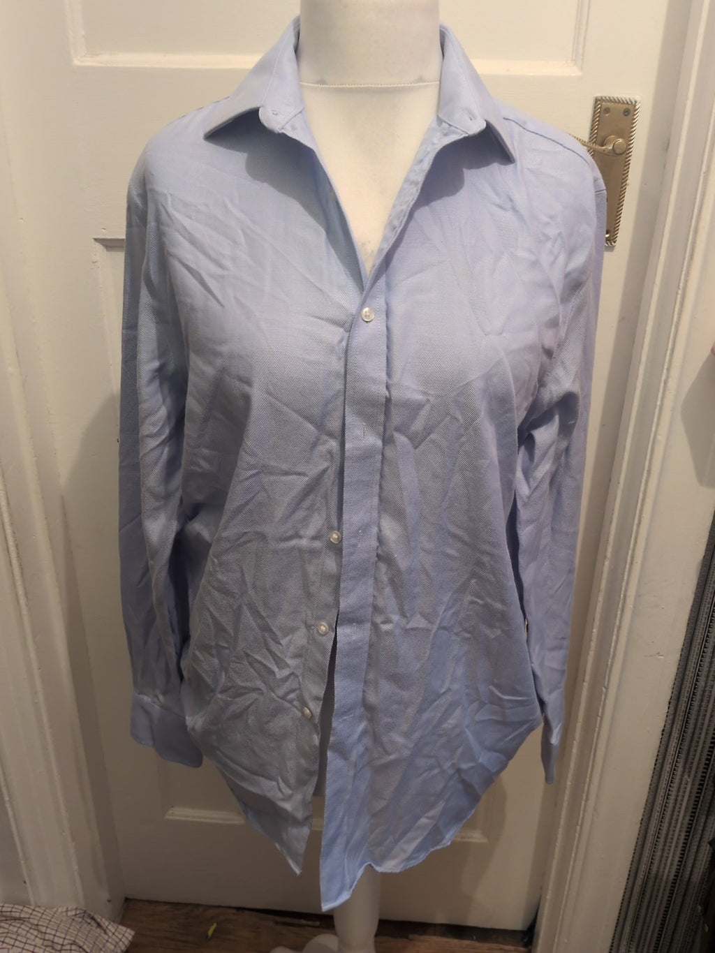 Debenhams Premium Collection 15.5 Blue Long Sleeve Shirt Classic Fit