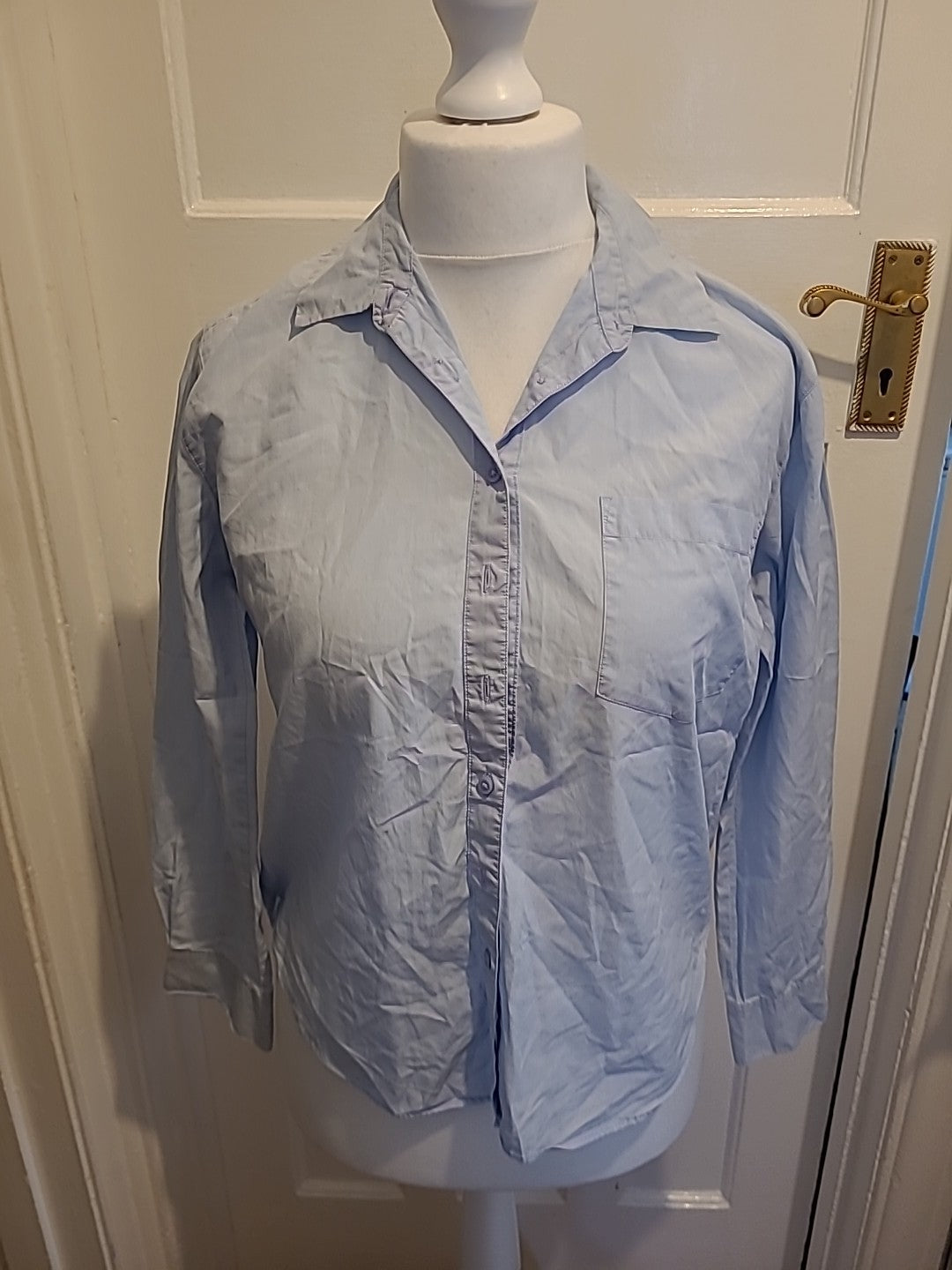 Ladies Marks And Spencer Size 8 Chambray Long Sleeved Blouse