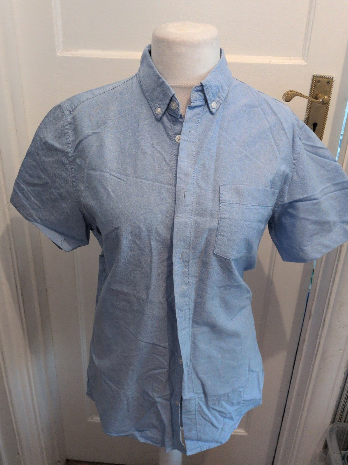 Primark Large Slim Fit Blue Short Sleeve Shirt