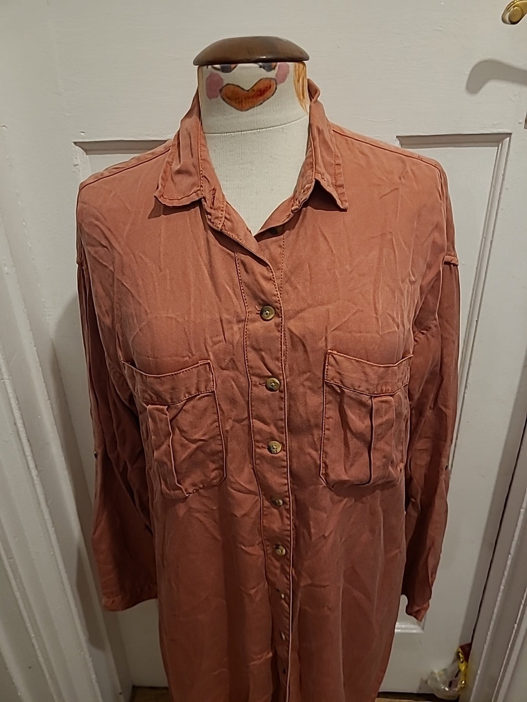 Ladies Primark Size 14 Dark Orange Long Sleeved Tshirt Dress