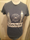 Ladies Size 6-8 Blue London Print Short Sleeved Longline T-shirt