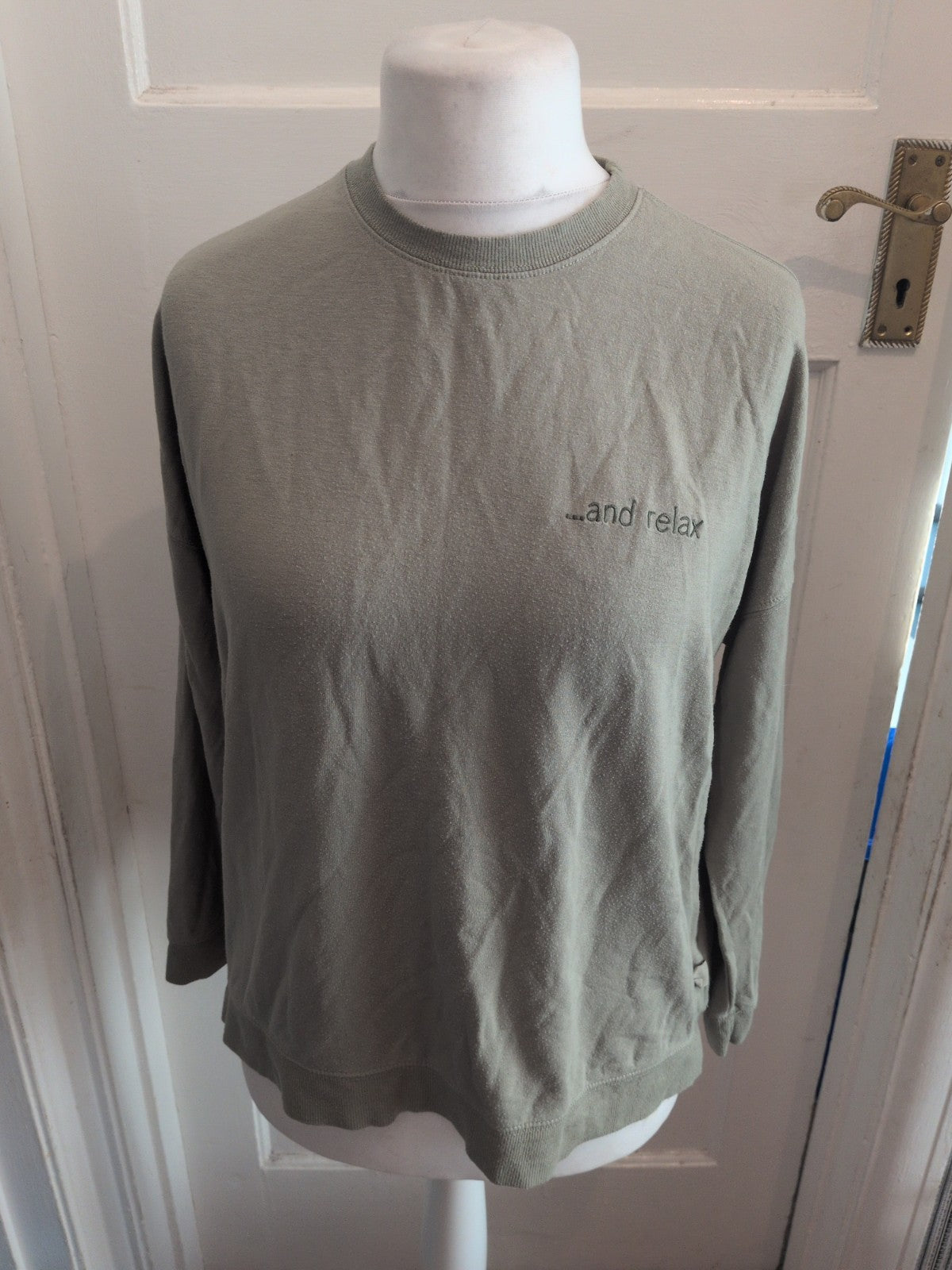 Ladies Primark Size Medium Green "Relax" Long Sleeve Pyjama Top
