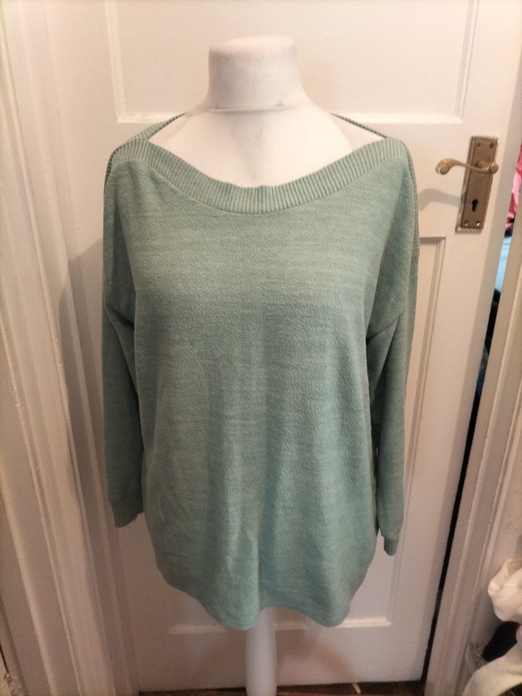 Ladies Papaya Size L Turquoise Ribbed Hem And Cuff Jumper