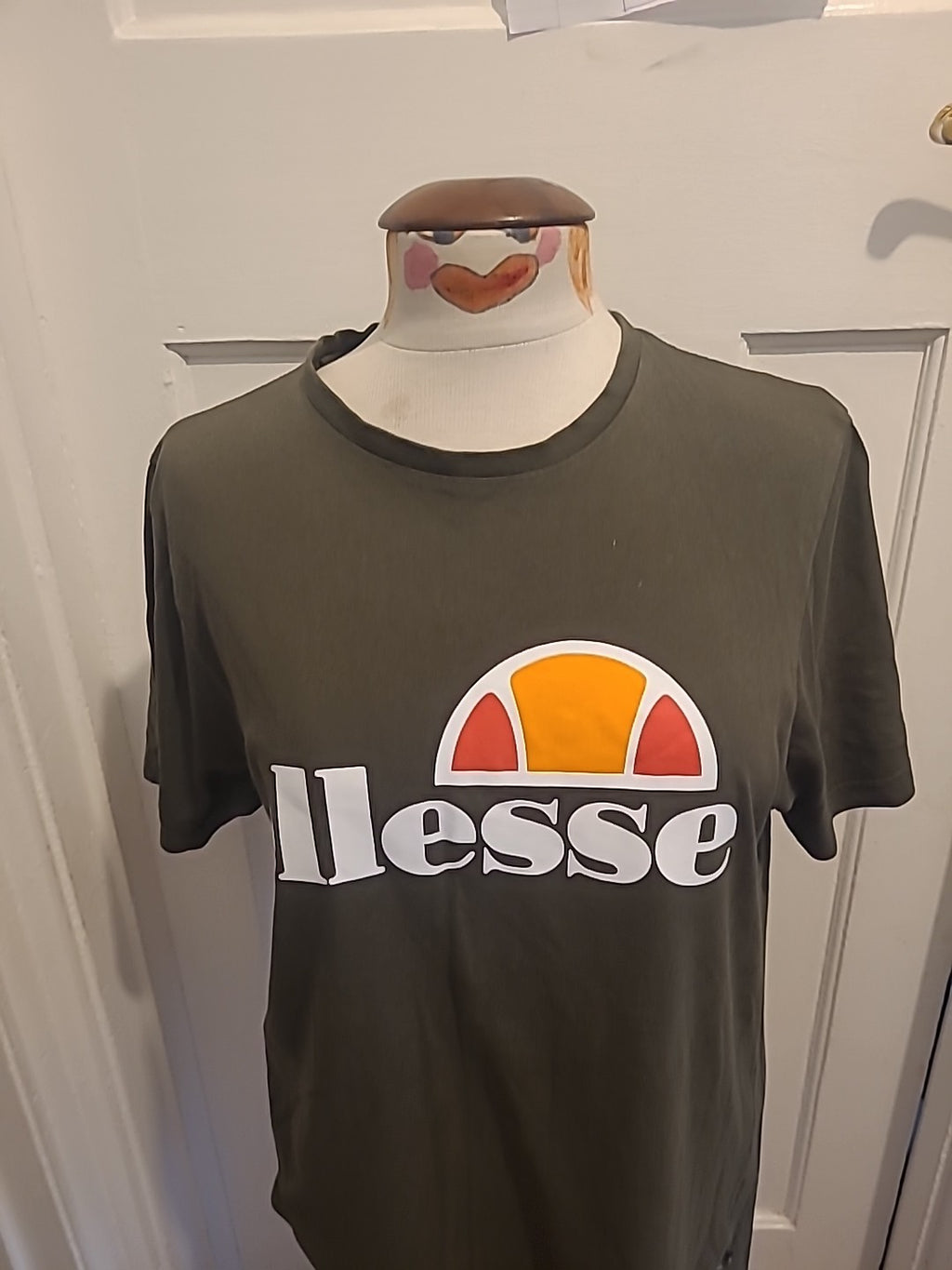 Mens Ellesse Size Large Green Print Short Sleeved Tshirt